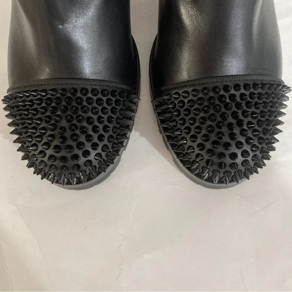 Christian Louboutin Olivia Snow 70mm Calf Leather Black Ankle Boots 35 1/2 Spike